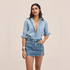 NWT MANGO Printed Denim Mini Skirt Size M